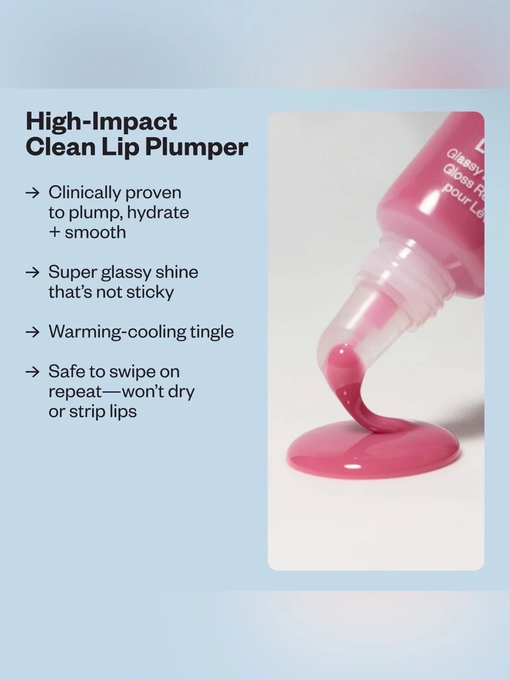 KOSAS Lip Pulse Glassy Lip Plumper Gloss Aura Flare clear with iridescent pink